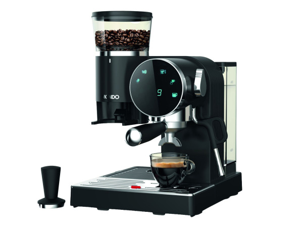 Siebträgermaschine in schwarz