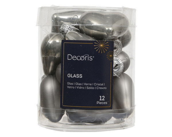 Weihnachtskugel-Box Herzen ZART GRAU in grau aus Glas