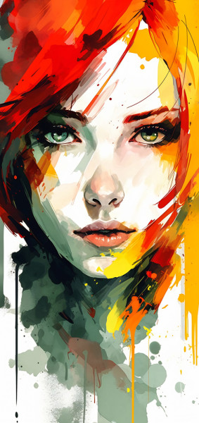 Akustikbild GLOWING GIRL in mehrfarbig aus Materialmix
