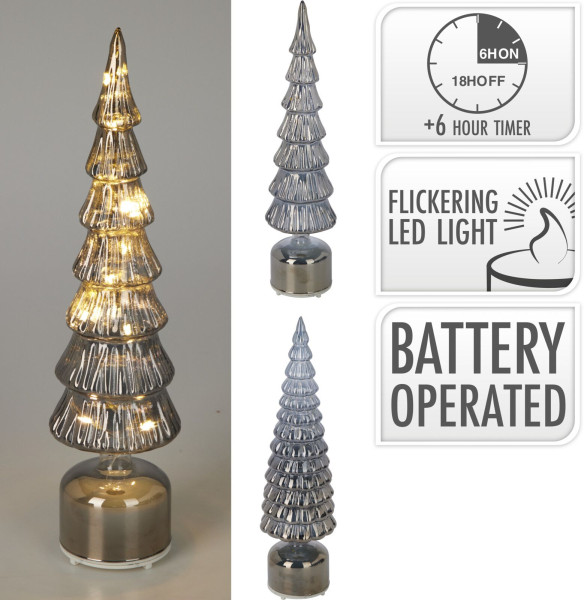 Weihnachtsbaum LED in grau aus Glas