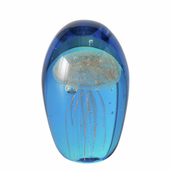 Briefbeschwerer MEDUSE in blau aus Glas
