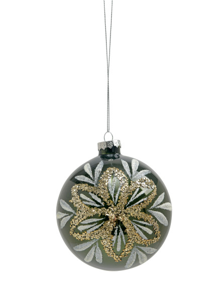 Weihnachtskugel GLITZER in dunkelgrün aus Glas