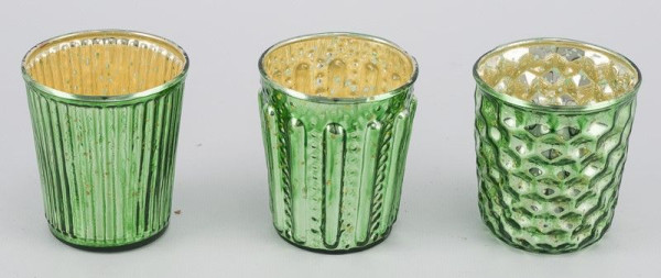 Teelichthalter in grün aus Glas