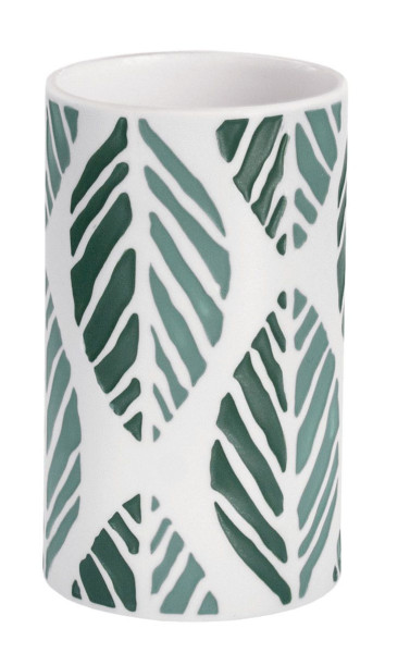 Zahnputzbecher LEAF in blau aus Keramik