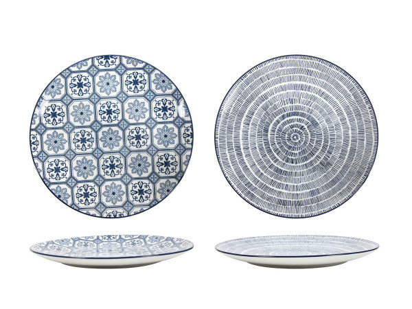 Speiseteller PATCH PRINT in dunkelblau aus Steinzeug