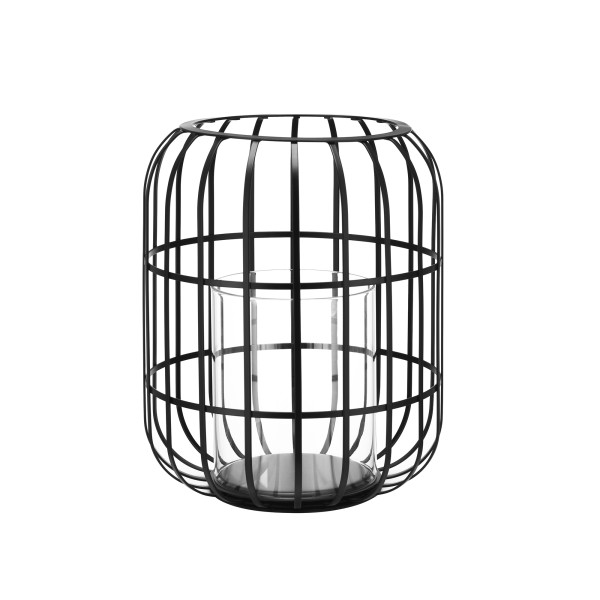 Laterne EKAHI in schwarz aus Metall
