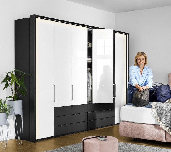 Kleiderschrank MONDO CLIVO 2000 in grau/weiß aus Dekor