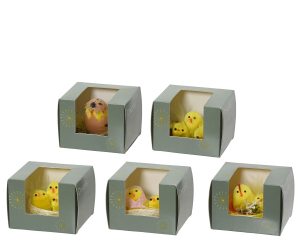 Dekofigur HUHN in mehrfarbig aus Materialmix