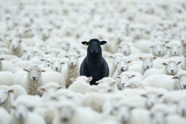 Acrylglasbild BLACK SHEEP in weiß aus Kunststoff
