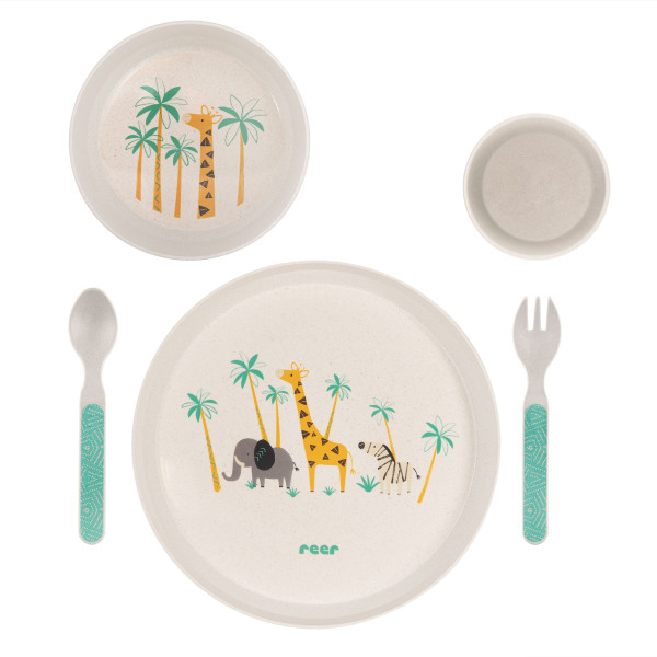 Kindergeschirr-Set WILDLIFE in braun aus Holz