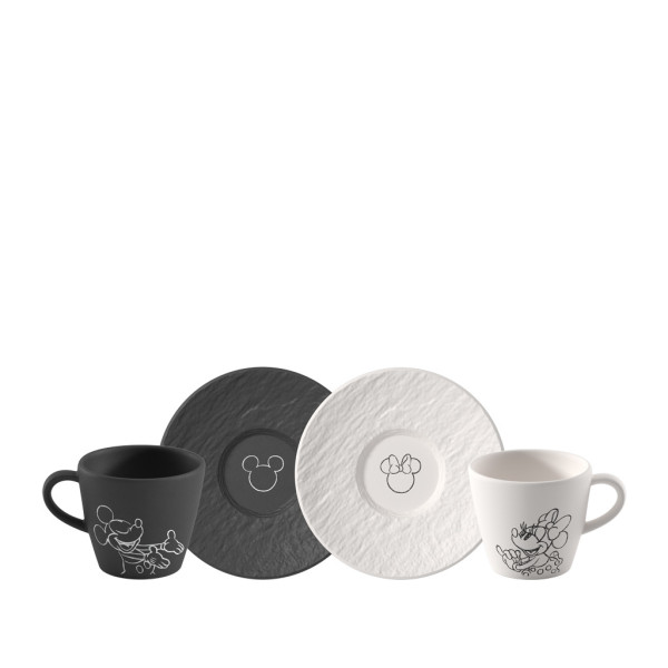 Espressotassen-Set MICKEY MOUS in schwarz/weiß aus Bone China