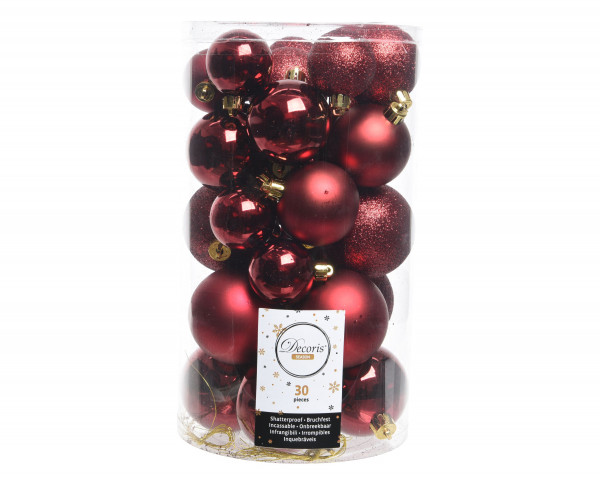 Weihnachtskugel-Set MIX rot in rot aus Kunststoff