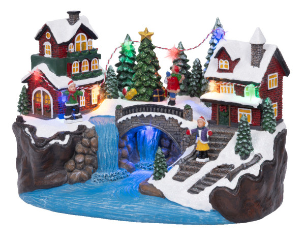 Dekoobjekt LED ICE LAKE in mehrfarbig aus Polyresin