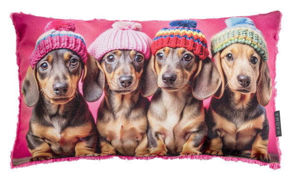 Kissen DACKEL in mehrfarbig aus Polyester