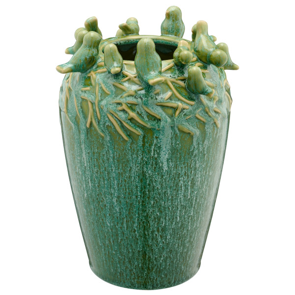 Vase VÖGEL in jade aus Porzellan