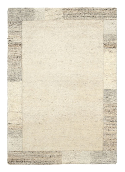 Teppich EVEREST BORDER in braun/weiß aus Schurwolle