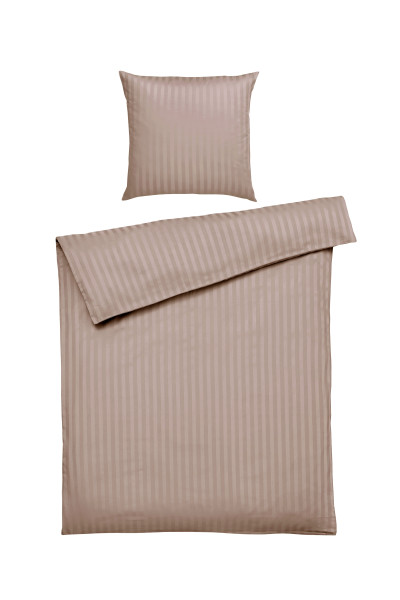 Bettwäsche JACQUARD Satin in taupe aus Baumwolle