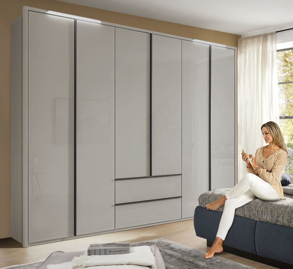 Kleiderschrank Rolf Weber WILSTEDT in Kieselgrau aus Glas