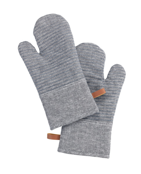 Topfhandschuhe ADA STRIPES in grau aus Stoff