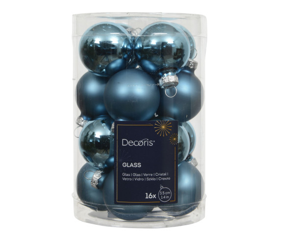 Weihnachtskugel-Box FOLKLOREBLAU in blau aus Glas