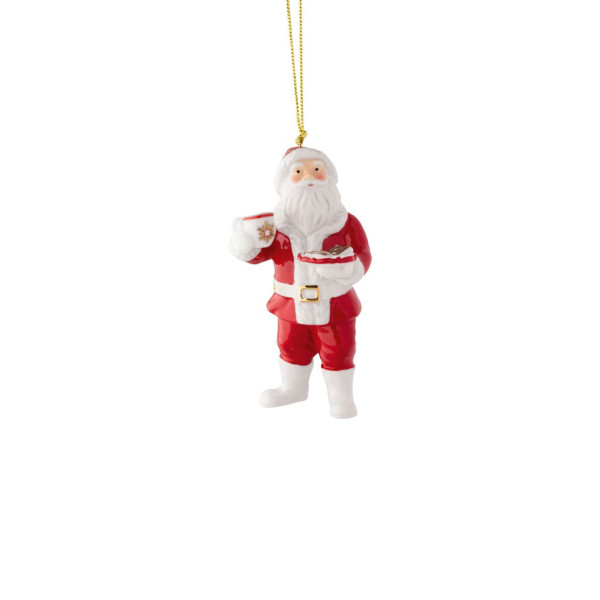 Christbaumschmuck Hänger Santa 2025 in rot aus Bone China