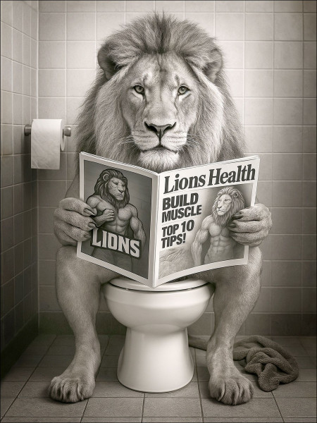 Keilrahmenbild LIONS HEALTH in mehrfarbig aus Holz