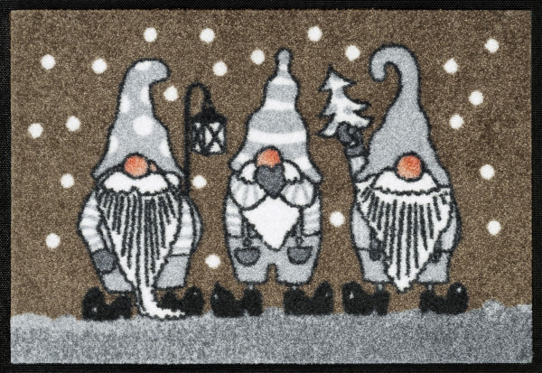 Fußmatte WINTERZWERGE TAUPE in grau aus Polyamid