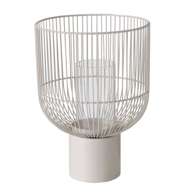 Windlicht CINDY mittel in beige aus Metall