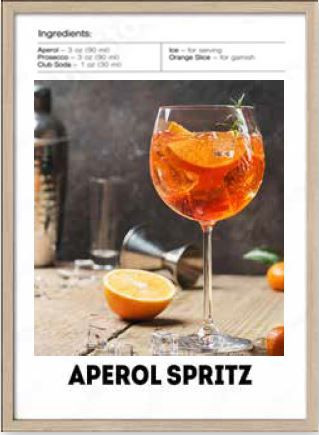 Gerahmtes Bild APEROL SPRITZ in mehrfarbig aus Glas satiniert