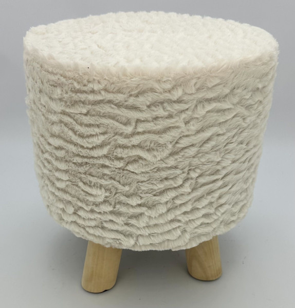 Sitzhocker FYNN in weiß aus Materialmix