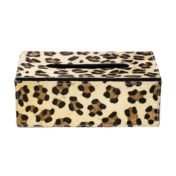 Kosmetiktuchspender LEOPARD in beige aus Fell