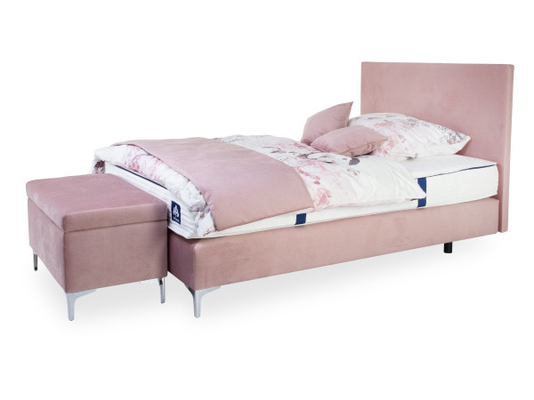 Boxspringbett MONDO BARELL in HELLROSA aus Stoff