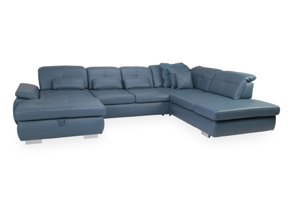Polsterecke MINERVA in blau aus Leder