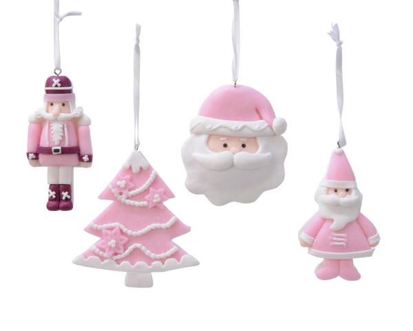 Christbaumschmuck Hänger CLAY in rosa aus Kunststoff