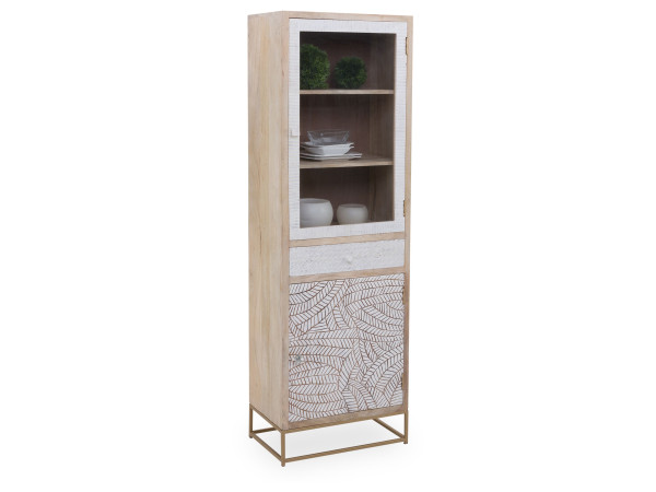 Vitrine SANSIBAR AMRUM in weiß aus recycled Altholz