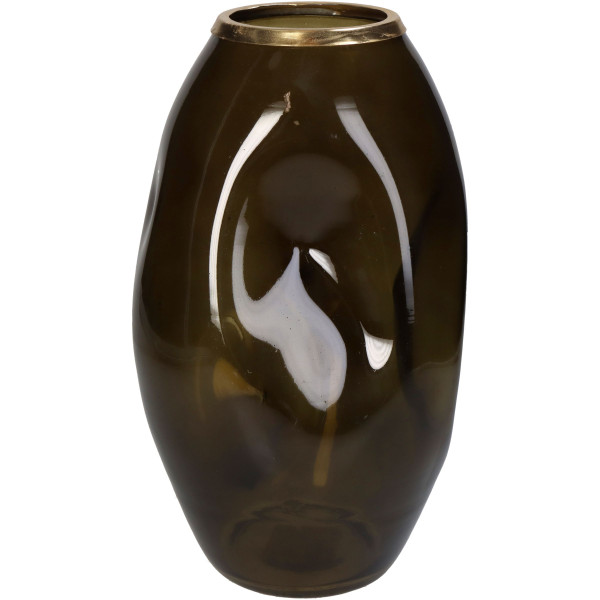 Vase DENT dunkelbraun in braun aus Glas