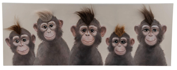 Keilrahmenbild Affen in braun aus Baumwolle