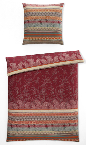 Bettwäsche TIZIANO Satin in rot aus Baumwolle