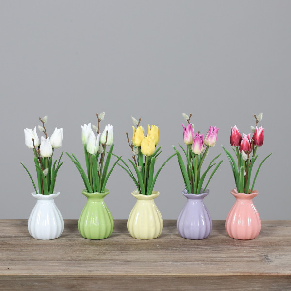 Kunstblume Tulpe in mehrfarbig aus Kunststoff