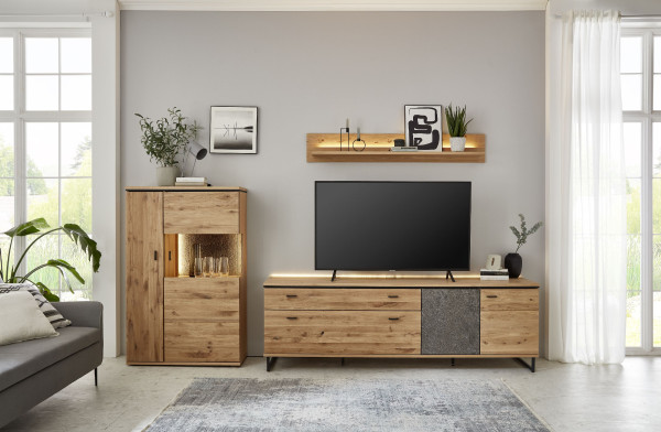 Wohnwand HARPER IPPY in Asteiche aus Massivholz