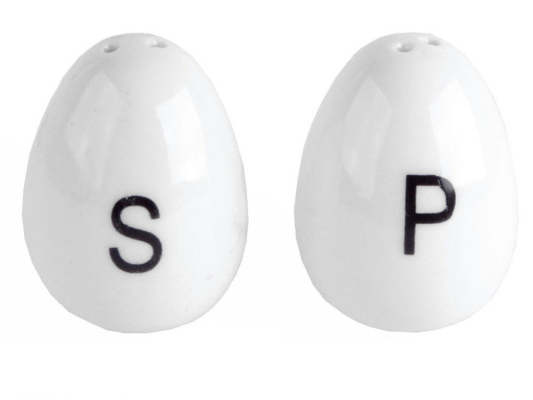 Salz/Pfefferstreuer-Set EGG in weiß aus Porzellan