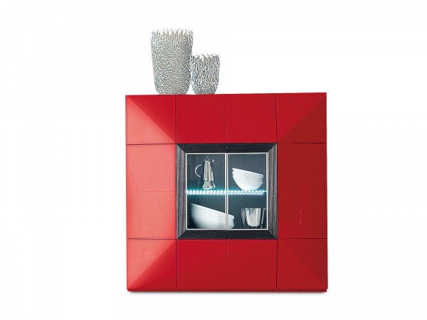 Highboard MONDO PRISMA PLUS in rot aus Lack Hochglanz