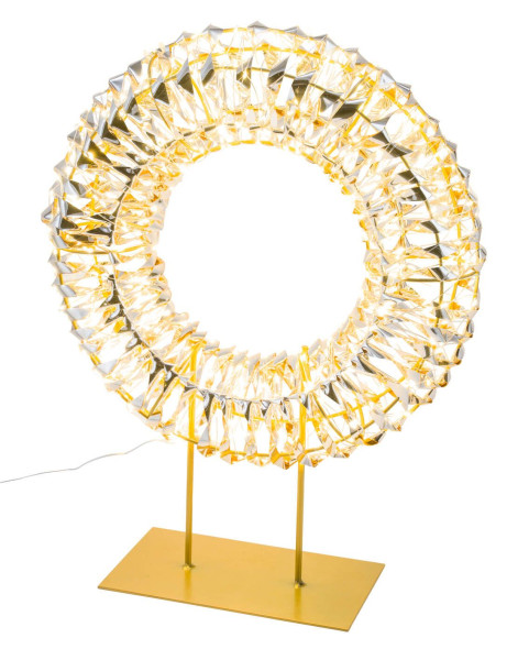 Drahtkranz LED auf Fuß in goldfarben aus Metall