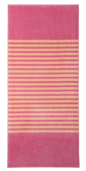 Strandtuch VELOUR STREIFEN in pink aus Baumwolle