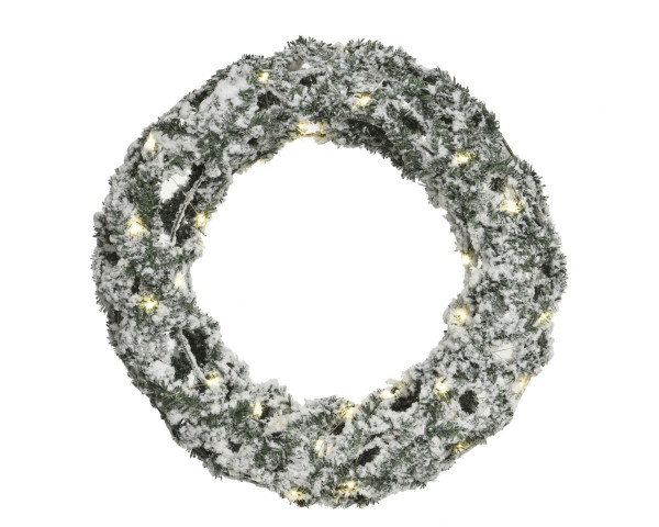 Dekokranz LED WREATH SNOWY in weiß/grün aus Kunststoff