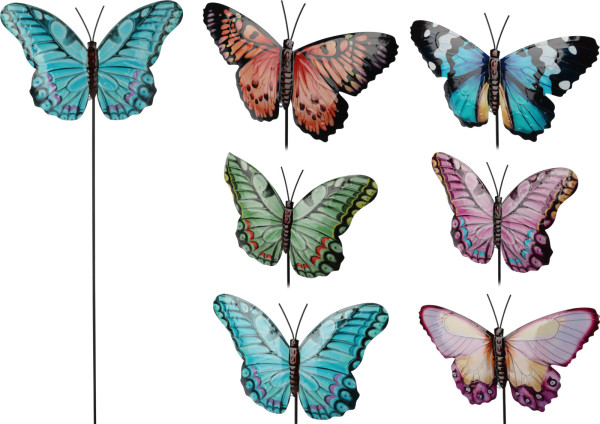 Gartenstecker BUTTERFLY in mehrfarbig aus Eisen