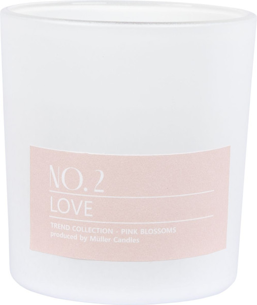 Duft-Kerzenglas LOVE in rosa aus Wachs