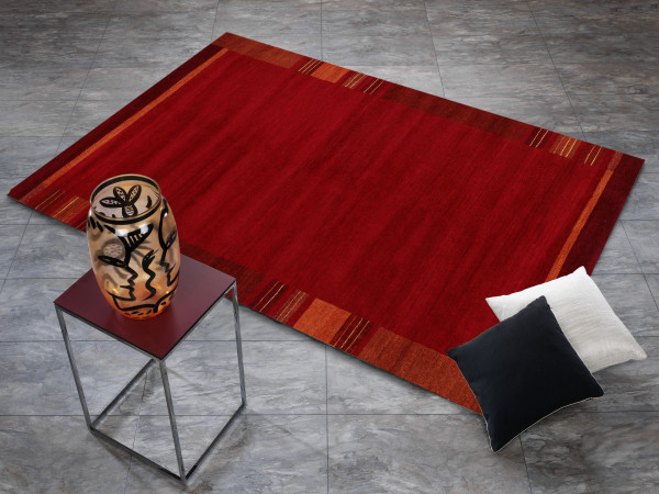 Nepal-Teppich ELEGANT GANY in rot aus Mischgewebe