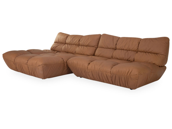 Polsterecke ZEFERINO ASTI in light brown aus Leder