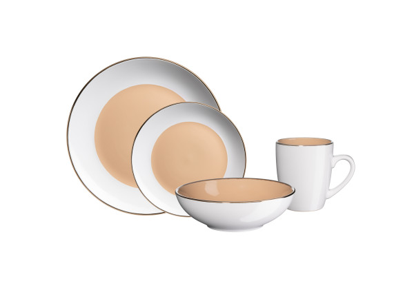 Kombiservice Mäser METALLIC RIM in creme aus Steinzeug